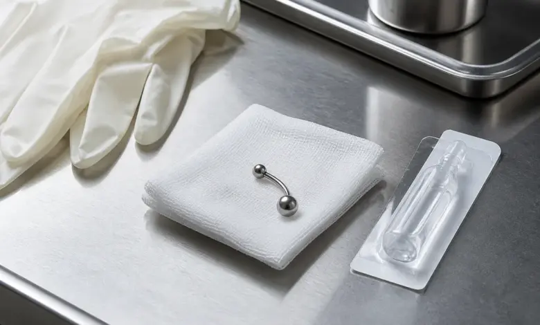 Steriles Material für ein Bauchnabelpiercing