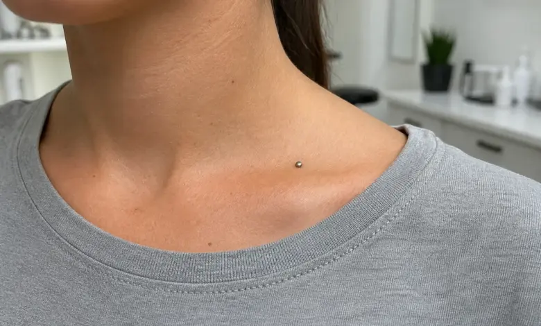 Dermal Anchor - Alles über die exotische Körpermodifikation 9 Verheilter Dermal Anchor am Schlüsselbein