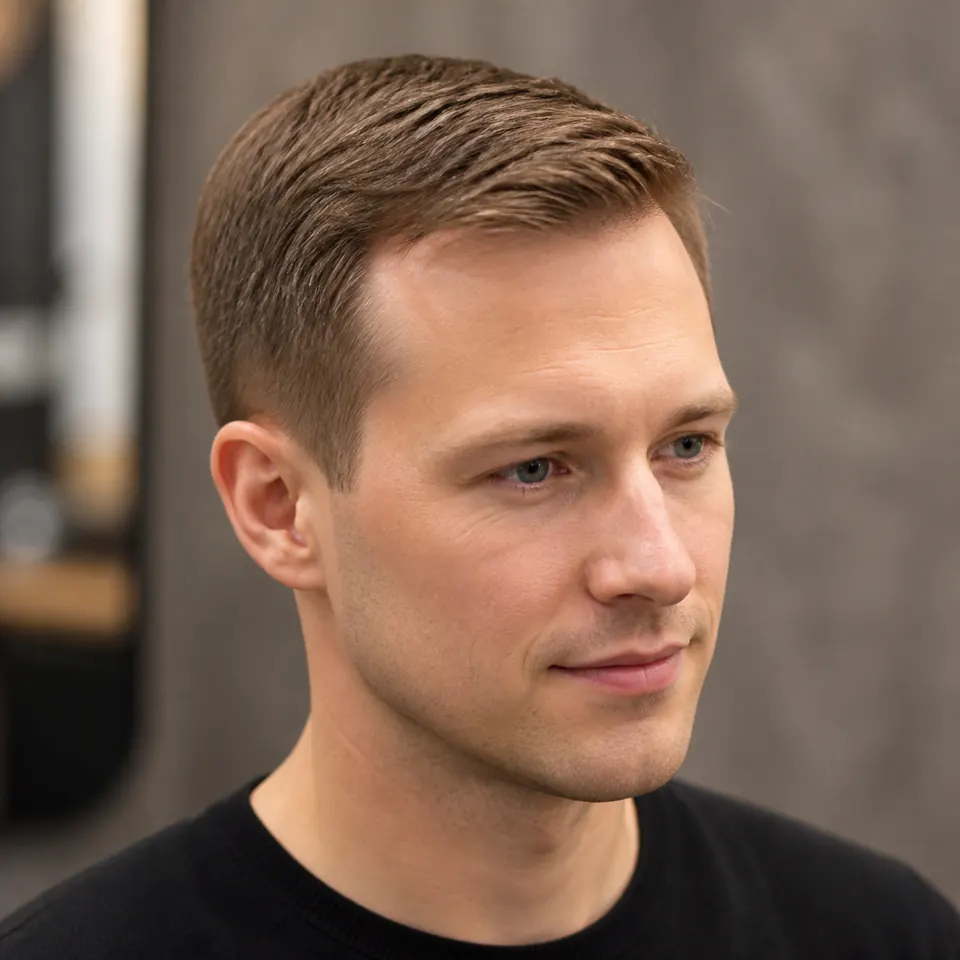 31 Männerfrisuren für dünnes Haar und Geheimratsecken 7 Mann mit Ivy-League-Frisur für feines Haar und zurückweichenden Haaransatz