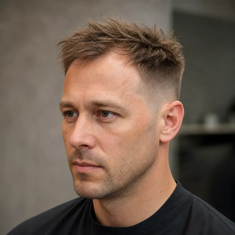 31 Männerfrisuren für dünnes Haar und Geheimratsecken 13 Mann mit Messy Top und Mid Fade bei dünnem Haar und Geheimratsecken