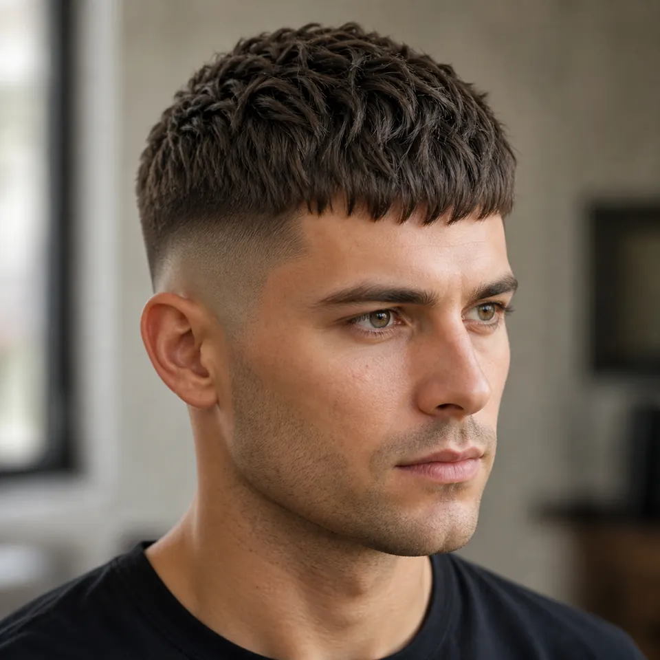 24 French-Crop-Frisuren für Männer: modern und pflegeleicht 6 French Crop mit mittelhohem Fade, strukturierter Oberpartie und kurzem Pony