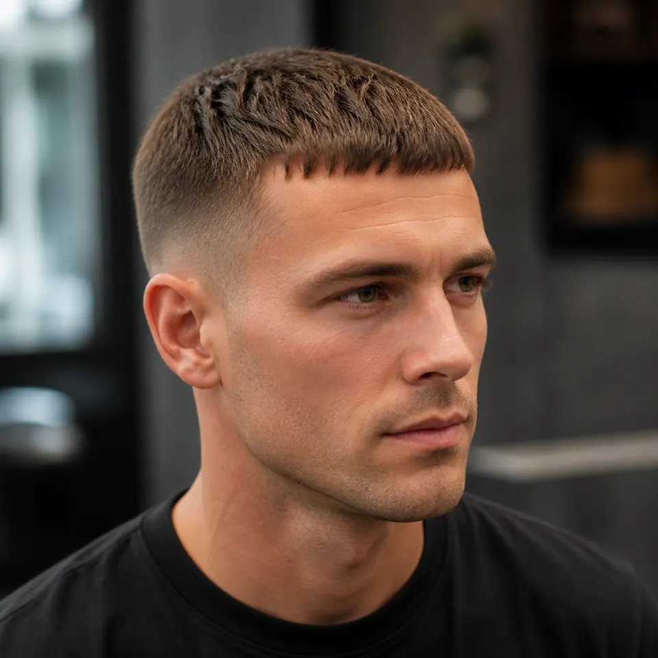 24 French-Crop-Frisuren für Männer: modern und pflegeleicht 10 Sehr kurzer French Crop mit kompakter Oberpartie und minimalem Pony