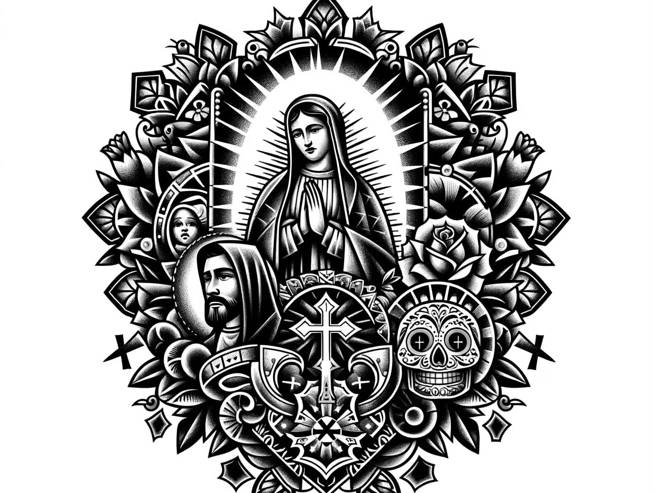 Religiöse Motive in Chicano-Tattoos