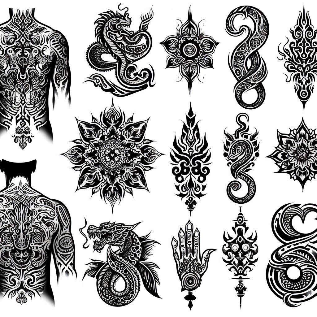 Ornament Tattoo Vorlage für Vorderseite und Rücken