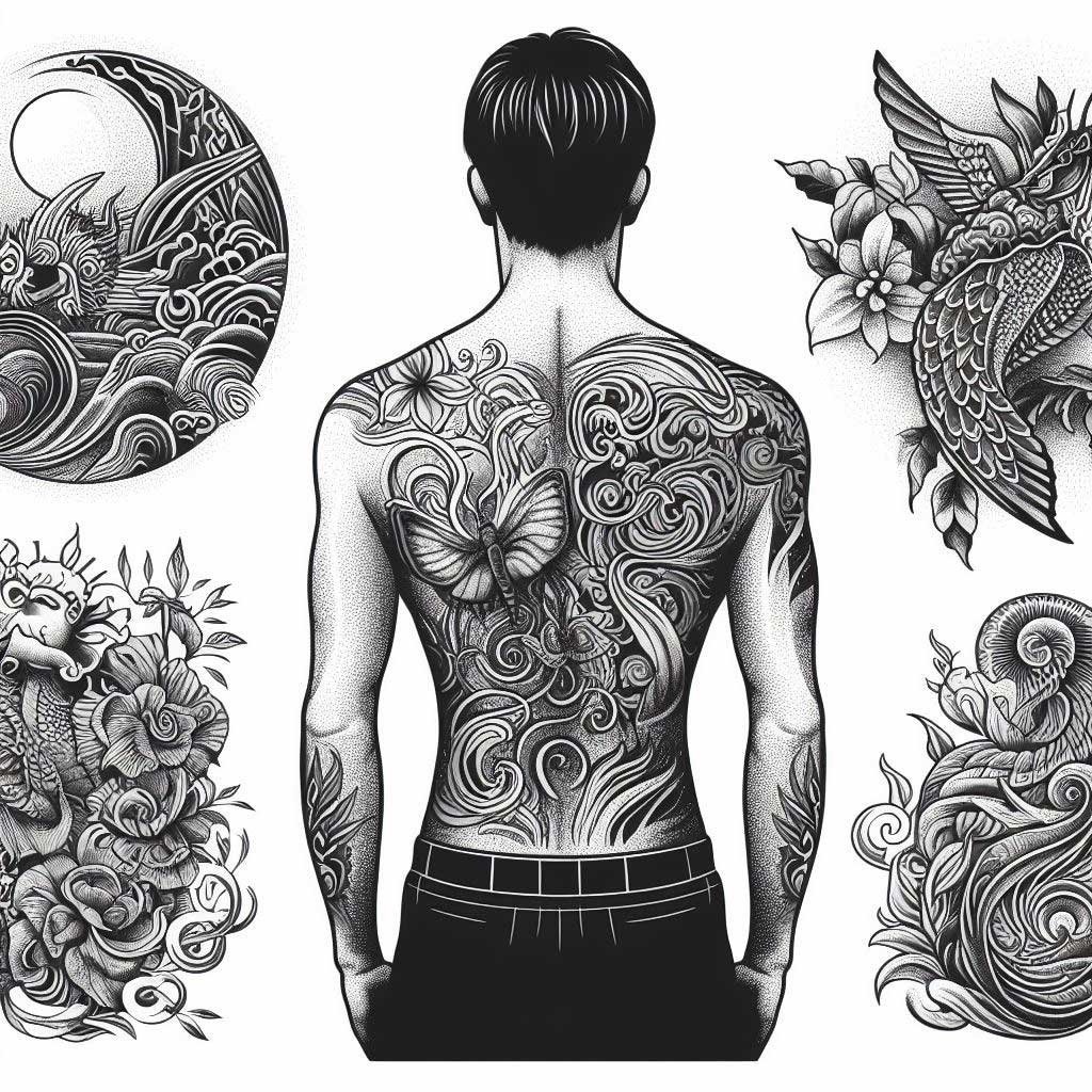 Rücken Tattoo Vorlage für Männer