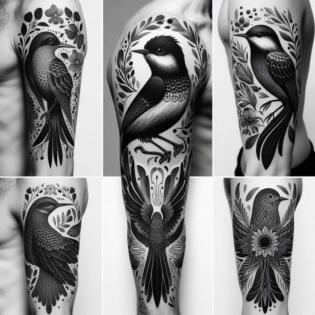 Naturmotiv Hautkunst, insbesondere Vogel-Tattoos, zeichnet sich durch eine beeindruckende Vielfalt in Design und Bedeutung aus.