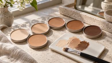 Camouflage-Make-up: Deckkraft gezielt und natürlich einsetzen 14 Camouflage-Cremes in verschiedenen Hauttönen mit Mischpalette und Pinsel
