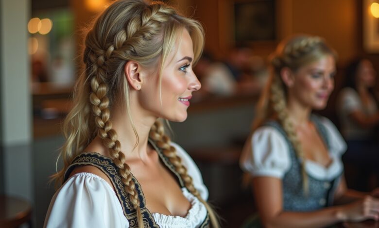 Die 8 schönsten geflochtenen Dirndl Frisuren halboffen 22 Die 8 schönsten geflochtenen Dirndl Frisuren halboffen