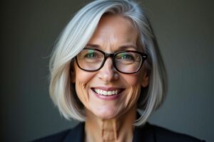8 gestufte halblange Frisuren ab 60 mit Brille